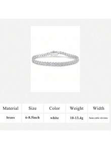 MDFUN 3.0mm S Shape 18K White Gold Plated CZ Tennis Bracelet For Women, Sparkling Round Cubic Zirconia Link Bracelet - Platinum - View 12