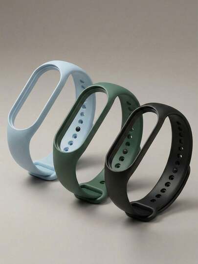 3pcs Men Women Sports Silicone Watch Strap Compatible With Xiaomi Mi Band 10/9/8/7/6/5/4/3,Light Blue Dark Green Black Silicone Watchband Compatible With Xiaomi Mi Band 8/9/10,Fashion Smart Watch Strap Compatible With Xiaomi Mi Bands,Men Women Daily Fitness Wristbands Watch Accessories Compatible With Mi Band,Great Gift For Christmas Birthday Mother's Day Friends Family