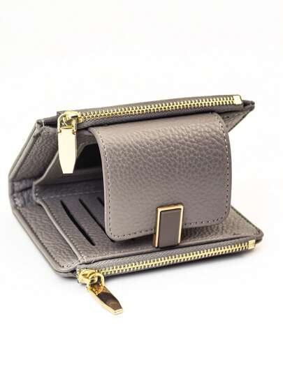 Women's Short Wallet, Soft & Delicate PU Clutch Wallet, Fashion Snap Closure Double-Layer Zipper Large Capacity Multi-Function Wallet Card Holder, Lightweight Minimalist Handbag Suitable For Holiday Gifts