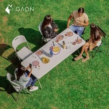 Mesa Plegable de Plastico Portatil de Jardin Tipo Portafolio Ideal para Exterior e Interior Fiestas y Eventos al Aire Libre 180 cm - Blanco - Ver 3