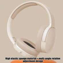 Wireless Over-Ear Bluetooth Headphones, Deep Bass Wireless Headphones With Mic, Noise Isolating, Lightweight Folding HiFi Stereo Headset For Travel/Tablet/PC/Home - 卡其色 - 查看 7