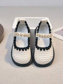 1 Pair White Baby Shoes, Girls Princess Leather Loafers, New Autumn Low Vamp Toddler Shoes - White - View 5