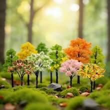 1/10pcs 6.5cm Mixed Model Trees, DIY Craft, Architecture Model, Landscape Scenery, Natural Green, Handmade Scene, Wire Flower Trees, Finished Mini Landscape Model Trees, Modeling Material 65mm - Simulated Miniature Wire Flower Tree - View 6