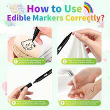 Bút vẽ thực phẩm, bút màu thực phẩm, đầu bút mảnh và dày, bút viết chuyên nghiệp cho việc tự làm bánh fondant và kem phủ. - Nhiều màu - Xem 3