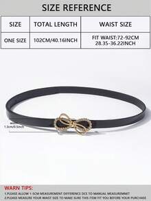 1pc Children's Leather Bowknot Waist Belt - Black - View 2