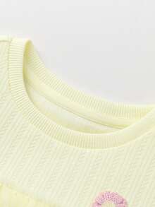 Balabala 女童罗纹提花衬衫式公主裙，甜美花卉印花，荷叶边装饰，春秋季休闲连衣裙 - 淺黃 - 查看 3