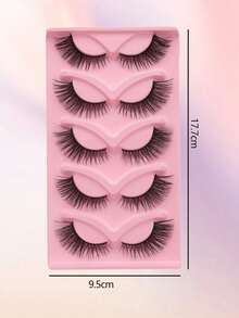 European And American Style 5 Pairs Of Fox Series Slanted Flying False Eyelashes Natural Style One-Piece Black Stem Cat-Eye False Eyelashes - Black - View 4