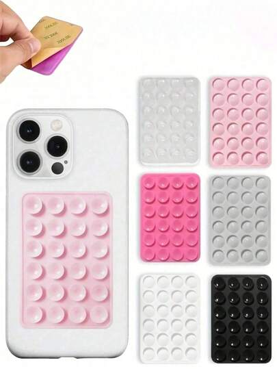 Silicone Suction Cup Phone Holder, Suction Cup Phone Grip, Sticky Phone Stand, Multifunctional Suction Cup Wall Mount Bracket, Square Single-Sided Phone Back Sticker, Suitable For Selfie Videos, Fits All Phone Models