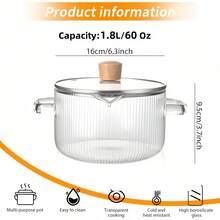 Heat-Resistant Borosilicate Glass Cookware Set (With Lids) - Suitable For Stove, Oven And Ceramic Cooktop, Great For Cooking Soup, Boiling Milk And Rice - Multicolor - View 11