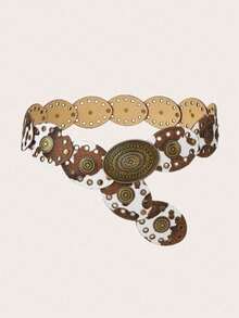 1pc Western Cowgirl Boho Style Women's Belt, Paired With Antique Bronze Metal Leather Belt, Suitable For Autumn, Winter, Spring, Jeans, Halloween, Skirts, Maxi Dresses, Parties, Galas, Outfits - Brown - View 17