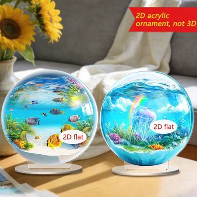 1/4pcsThese 2D Acrylic Jellyfish And Coral Figurines Are Perfect For Decorating Living Rooms, Bedrooms, And Seaside Shops, Creating An Ocean-Themed Home Atmosphere And Making Them The Perfect Holiday Gift.