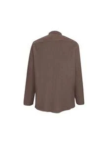 Áo sơ mi dài tay nam 2025 thoải mái, thân thiện với da, kiểu dáng đơn giản, kẻ sọc và màu trơn, thích hợp cho kỳ nghỉ xuân/hè. - Cà phê nâu - Xem 3