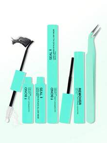 一套二合一防水睫毛胶水，包含粘合液（5ml）和密封液（5ml）、镊子和卸妆液，易于卸除，防水持久，适合DIY睫毛嫁接 - 彩色 - 查看 6