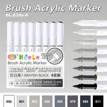 8支/24支装多色丙烯颜料马克笔，创意软头水彩笔，绘画必备，时尚马克笔套装，适用于涂鸦和不同材质绘画，返校季学校美术用品 - 直液式丙烯馬克筆 - 查看 29