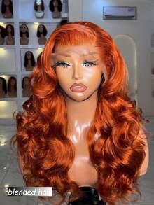 180% Density Wear And Go Glueless Wigs Human Blended Hair Pre Plucked Pre Cut Body Wave Lace Front Wigs Human Blended Hair 13x4 Hd Lace Front Wigs Human Blended Hair For Glueless Wig 180% Density 10-36Inch Ginger Orange 350 - S350 - View 2