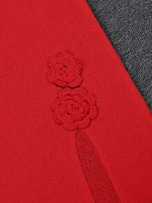 Yueweiniel 优雅V领半透明手工刺绣花卉针织红色吊带连衣裙，侧开衩，修身剪裁，适合夏季海滩、情人节、音乐节等场合。 - 紅色 - 查看 10