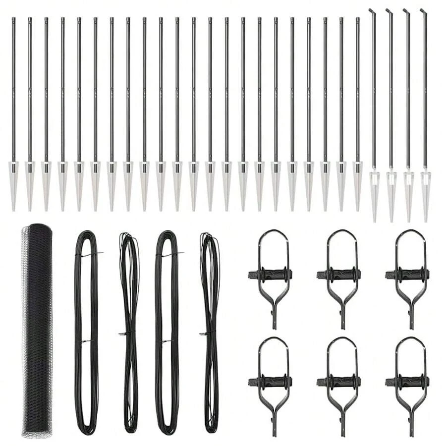 vidaXL 50 x 1,2 M (25 mm Maschenweite) Grauer Zaunpfosten aus Stahl und PVC - A - Übersicht 1