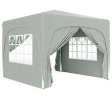 Folding Gazebo, 3x3m, Water-Repellent, Sturdy And Winter-Resistant, UV 50+ Protection, Ideal For Parties And Gardens. It Comes With 4 Side Panels And A Storage Bag. Colour: Light Grey. - Grey - View 1
