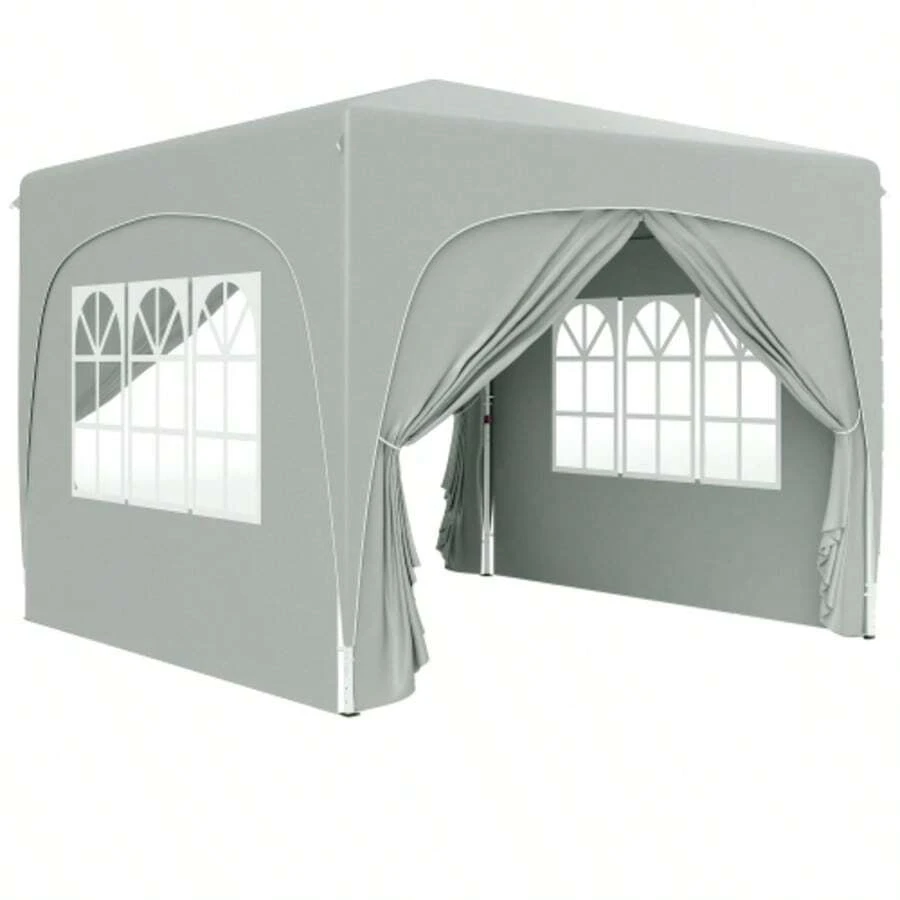 Folding Gazebo, 3x3m, Water-Repellent, Sturdy And Winter-Resistant, UV 50+ Protection, Ideal For Parties And Gardens. It Comes With 4 Side Panels And A Storage Bag. Colour: Light Grey. - Grey - View 1