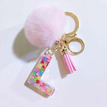 1个字母首字母钥匙扣，可爱毛绒球钥匙圈，可挂在包包、背包、汽车上，是送给女性和女孩的绝佳礼物。亮片树脂钥匙扣，钱包和手提包配饰，带流苏钥匙圈，字母首字母A-Y，适合学生使用。 - 粉色 - 查看 32