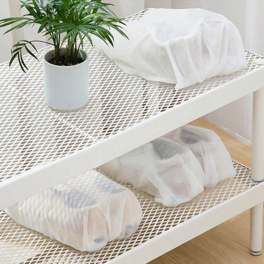 10pcs Dust-Proof Shoe Cover, Household Drying Shoe Bag, Moisture-Proof Non-Woven Shoe Bags - White - View 1