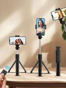 Selfie Stick, Extendable Selfie Stick With Wireless Remote And Tripod Stand, Universal, Compatible With IPhone, Other Smartphones. For Summer Vacation, Travel, Outdoor Activities, Live Streaming - Black - View 1
