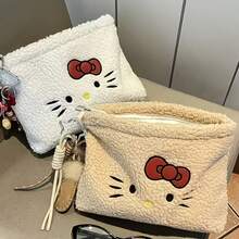 Hello Kitty 毛绒化妆包 - 大容量、优雅设计、可水洗 - 旅行和送礼的理想之选 - 彩色 - 查看 2