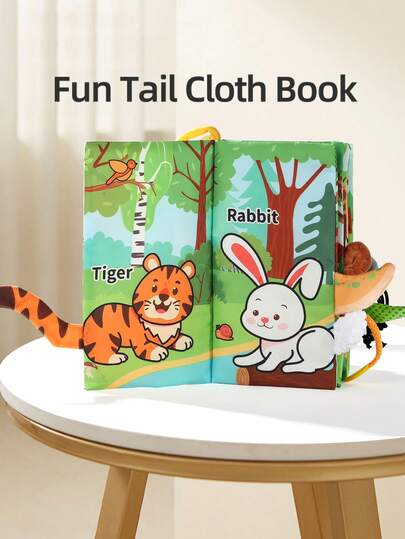 1本6页动物主题布书，婴儿玩具布书，带沙沙纸，蒙特梭利新生儿早教布书，玩具，儿童游戏，婴儿书，开斋节，新生儿复活节礼物（男女宝宝均可）