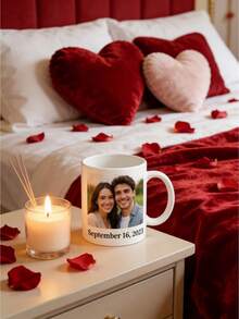 1Pc Personalized Valentine's Day Photo & Text Mug – Custom Couple Photos Coffee Cup, Romantic Love Design, Sweet Valentine's Day Gift & Daily Love Memory Keepsake - Multicolor - View 5