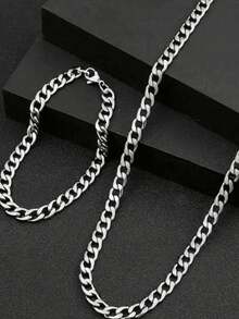 3Pcs/2Pcs Set Men's Necklace Bracelet Ring Set, Minimalist Chain Jewelry Set, Suitable For Daily Wear - Multicolor - View 9