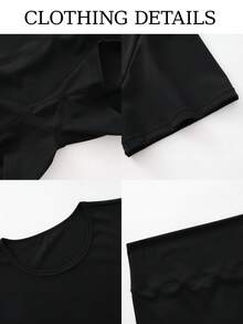 OKP Two-Piece Summer Women's Set Featuring Athletic Shorts And A Short-Sleeved Top. Suitable For Everyday Wear, It Also Serves As A Base Layer For Sports, Training, And Cycling. - Ngắn màu đen - Xem 5