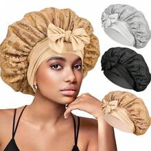 New Lace Satin Ribbon Hollow Out Double Layer Sleep Cap, Women Bonnet Hair Care Hat - Multicolor - View 10