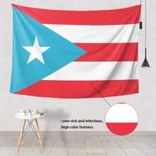 1pc Puerto Rico Flag 1895-1952 Tapestry With Vibrant Color & Exquisite Design Peach Beige Fabric Detail, Machine-Washable Polyester Fabric, With Durable, Soft, Wrinkle-Resistant, Easy-Hang, No Electricity Needed, Decorative Functions, Patriotic Puerto Rican Style, Tapestry Wall Hanging, Suitable For Living Rooms, Bedrooms, Dorms, Holiday Gifts - 多色 - 查看 4