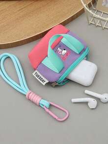 1Pc Peanuts Dopamine Pink Mini Handbag Earphone Bag Storage Box Data Cable Protective Cover Organizer Bag Coin Card Bag Valentine's Day Gifts - Multicolor - View 3