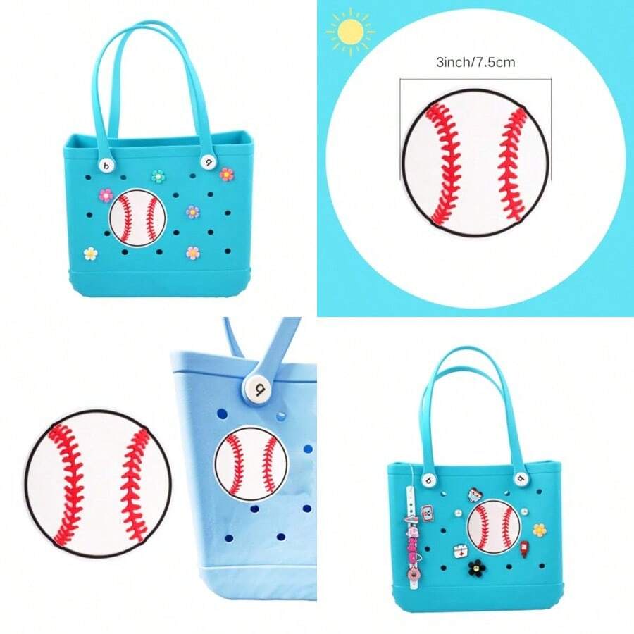LIGHUFEIC White Baseball Charm Accessory For Bogg Bags And TotesCute Decorative Inserts Perfect For Personalization - 如圖 - 查看 1