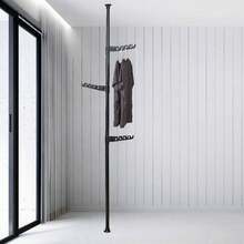 Adjustable Vertical Hanger, Independent Wardrobe Hanger With 6 Adjustable Hooks, Multi-Functional Hanger Bracket - Black - View 8