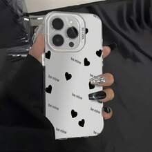 Funda de Teléfono: Funda de Teléfono Corazón Negro Be Mine, Diseño de Amor para iPhone 17 16 15 14 13 12 11 Plus Pro Max. Un regalo romántico para el Día de San Valentín. - Negro - Ver 5