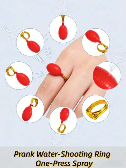 1pc Water Squirt Ring Toy, Water Squirt Party Discount Prank Prop Toy, Prank Water Squirt Ring Set, Noisy Plastic Outdoor Party Bag, Birthday Gift, Christmas Gift, New Year Gift, Party Gift