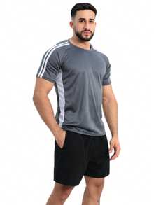 Men's Dry Fit Slim Fitness T-Shirt For Gym, Training, And Running - 深灰色 - 查看 1