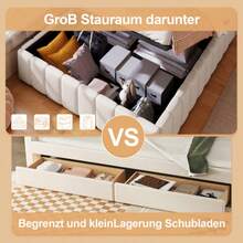 Polster Bed, 140*200cm, Hydraulische Lagerung, Ohne Kopfteil, Ohne Matratze, Beige - Beige - View 4