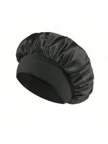 1pc/2pcs Silk Sleep Cap, Satin Sleep Hat, Soft Elastic Silk Hair Bonnet, Suitable For Curly Hair (Black And Pink) - Multicolor - View 12