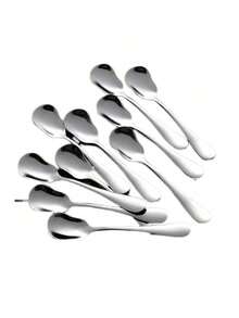 5-10支装不锈钢甜点勺，创意冰淇淋/酸奶/咖啡/布丁勺 - 銀色 - 查看 10