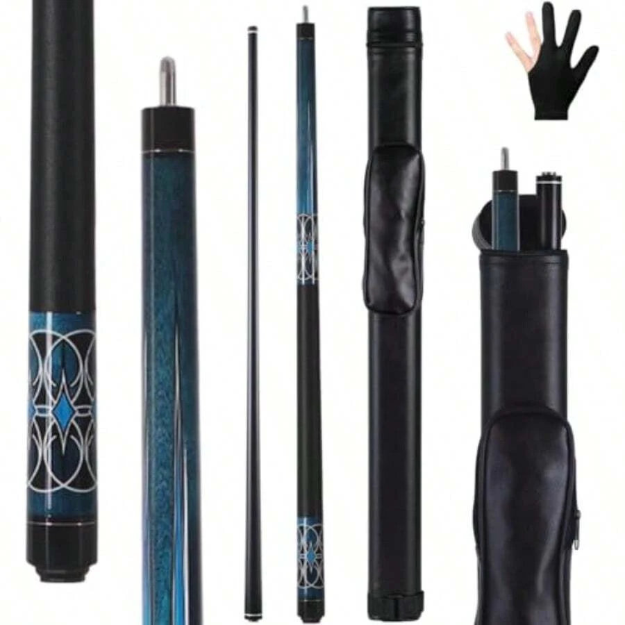Odwmwhuh  Glass Fiber Pool Cue 2-Pieces Pool Cue Stick - 58" Professional Billiard Pool Cues Sticks 19-20 Oz Professional Pool Stick Set With Cue Case And Glove - Cue Set B - View 1
