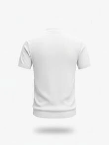 GRDR Men's Summer Short Sleeve Solid Color Knit Polo Shirt, Suitable For Summer Outings, Essential For Fashionable Styling - Putih - View 8