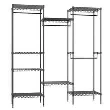 Perchero con Estantes 4 Barras 8 Niveles | Armario Organizador Ajustable y Resistente para Ropa | Uso en Dormitorio o Lavandería - negro - Ver 8