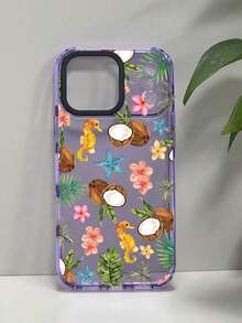 1個 デュアルカラーTPUクリアフォンケース シーホースココナッツトロピカルフローラルサマースタイル クリア、スリム、iPhone17プロマックス、iPhone16プロマックス、iPhone15/14/13/12/X/PLUS/PRO/PROMAXと互換性あり、ホリデーギフト - 半透明の緑 - チェックする 6