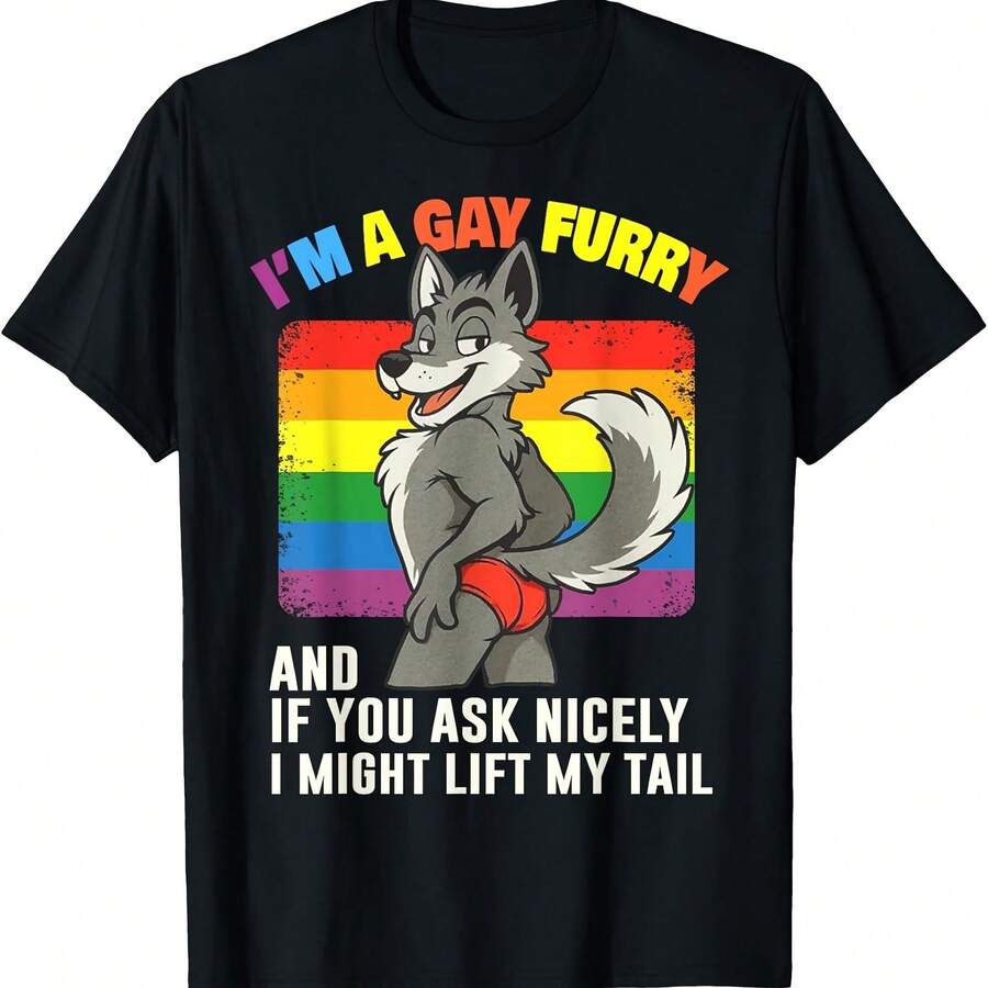 Im A Gay Furry Pride Month Gay LGBTQ Rainbow Fox - Camiseta Peluda - màu đen - Xem 1