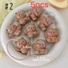 5pcs Cute Acrylic UV Stereoscopic Cartoon Animal Beads Straight Hole Handpainted Beads DIY Phone Charm Materials - Hand-drawn Animals - View 4