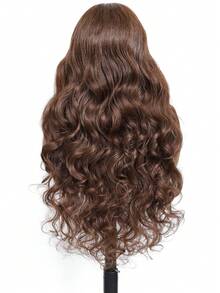 30 Inch Glueless Wigs Human Blended Hair Body Wave Chocolate Brown 13x4 HD Transparent Lace Frontal Wigs 200% Density Brazilian Virgin Hair Wig Pre Plucked Natural Hairline & Pre-Bleached Invisible Knots With Baby Hair Suitable For Women To Wear On Daily Or Holiday Occasions Synthetic Wig Cosplay Wigs Suitable For Halloween Or Parties - 棕色 - 查看 2