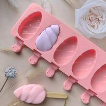 1个硅胶冰淇淋模具，带有8个独特的螺旋水滴形凹槽，非常适合DIY冰淇淋和冰棒制作，冰棒模具，易于脱模，可重复使用，冰格，冰块模具，软冰块模具，冰块模具 - 彩色 - 查看 5